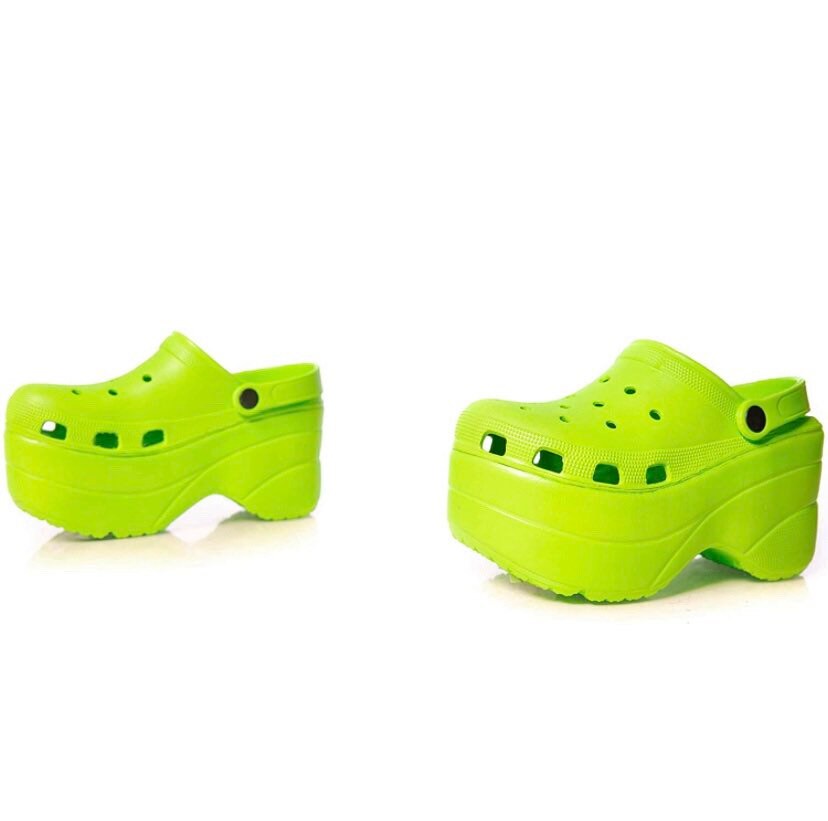 lime green platform crocs