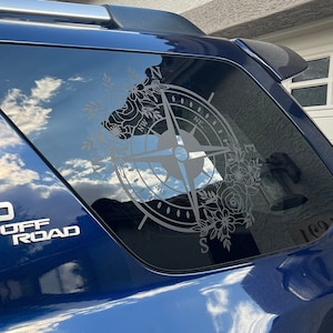 Fits 2010-2024 Toyota 4Runner Rear Side Windows Floral Compass Decal Sticker SHIPS FREE *Photo examples are Matte Black Vinyl