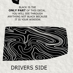 Topographic Map Pattern Vinyl Window Decal Fits 2016-2023 Toyota Tacoma - Pre cut - No Trimming Needed Topo Lines Double Cabs Only