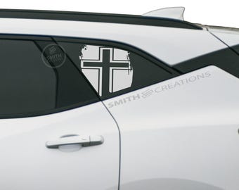 Fits 2021-2026 Chevy Blazer Rear 3rd Quarter Window Cross Vinyl Window Decal Pre Cut No Trimming Needed Christian Cross