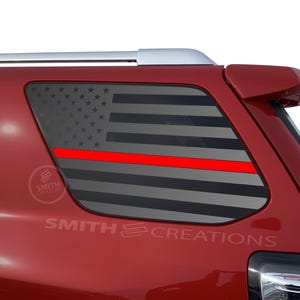 Fits 2010-2024 Toyota 4Runner 3rd Quarter Side Windows LINED Standard American Flag Window Decal Matte Black Flag - Choose Line Color
