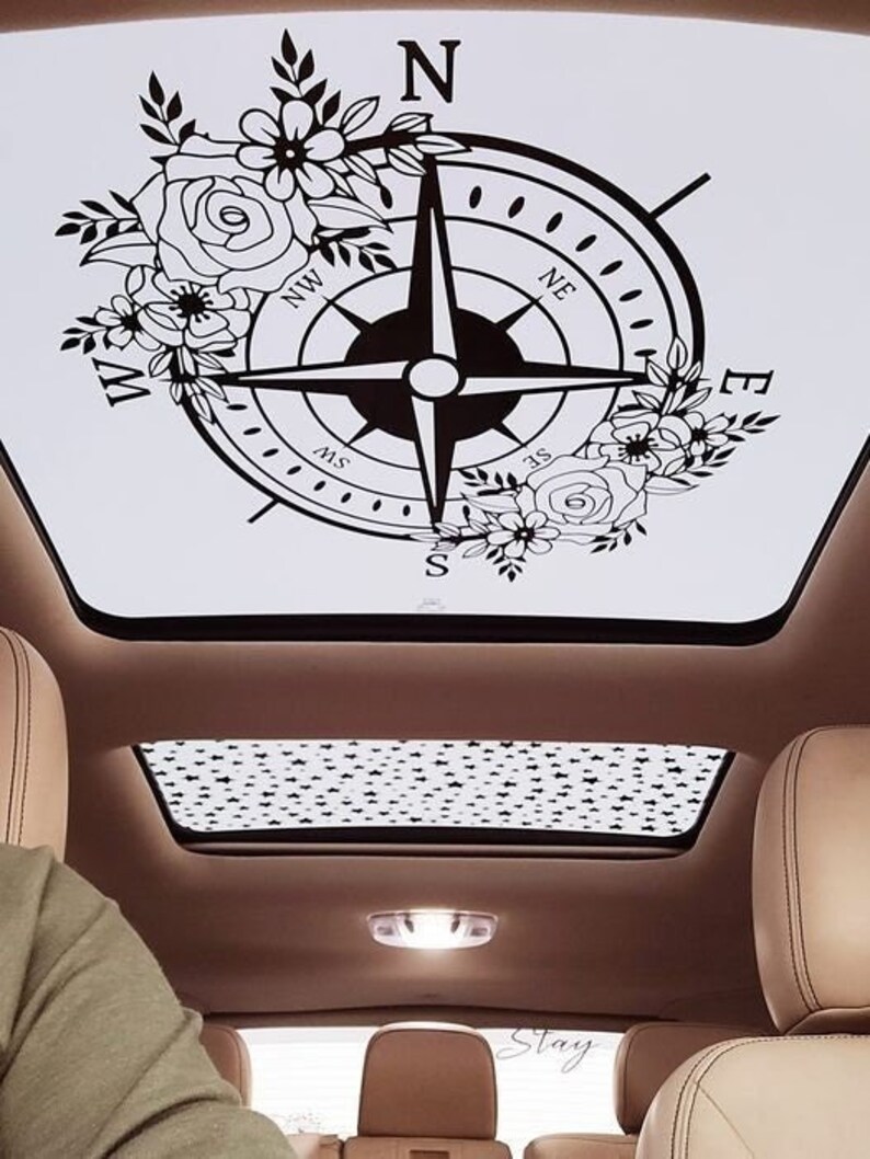 Compass Vinyl Sunroof Floral Compass Vinyl Window Decal - Etsy