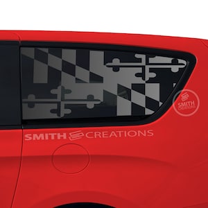 Fits Chrysler Pacifica & Voyager 2017 - 2025 3rd Quarter Window Maryland State Flag Pattern Vinyl Window Decal Pre Cut No Trimming Needed