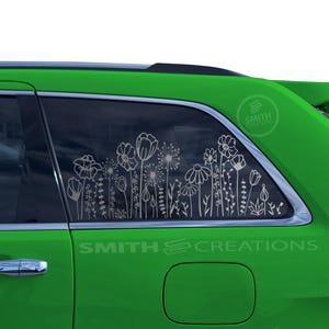 Fits 2011-2021 Jeep Grand Cherokee 3rd quarter Window Floral Line Decal Pre Cut No Trimming Needed Wild Flowers
