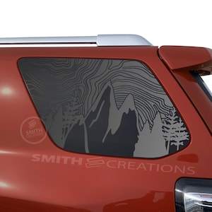 Fits 2010-2024 Toyota 4Runner 3rd Quarter Side Windows Topographic Mountain Window Decal Pre Cut NO TRIMMING NEEDED Topo Theme