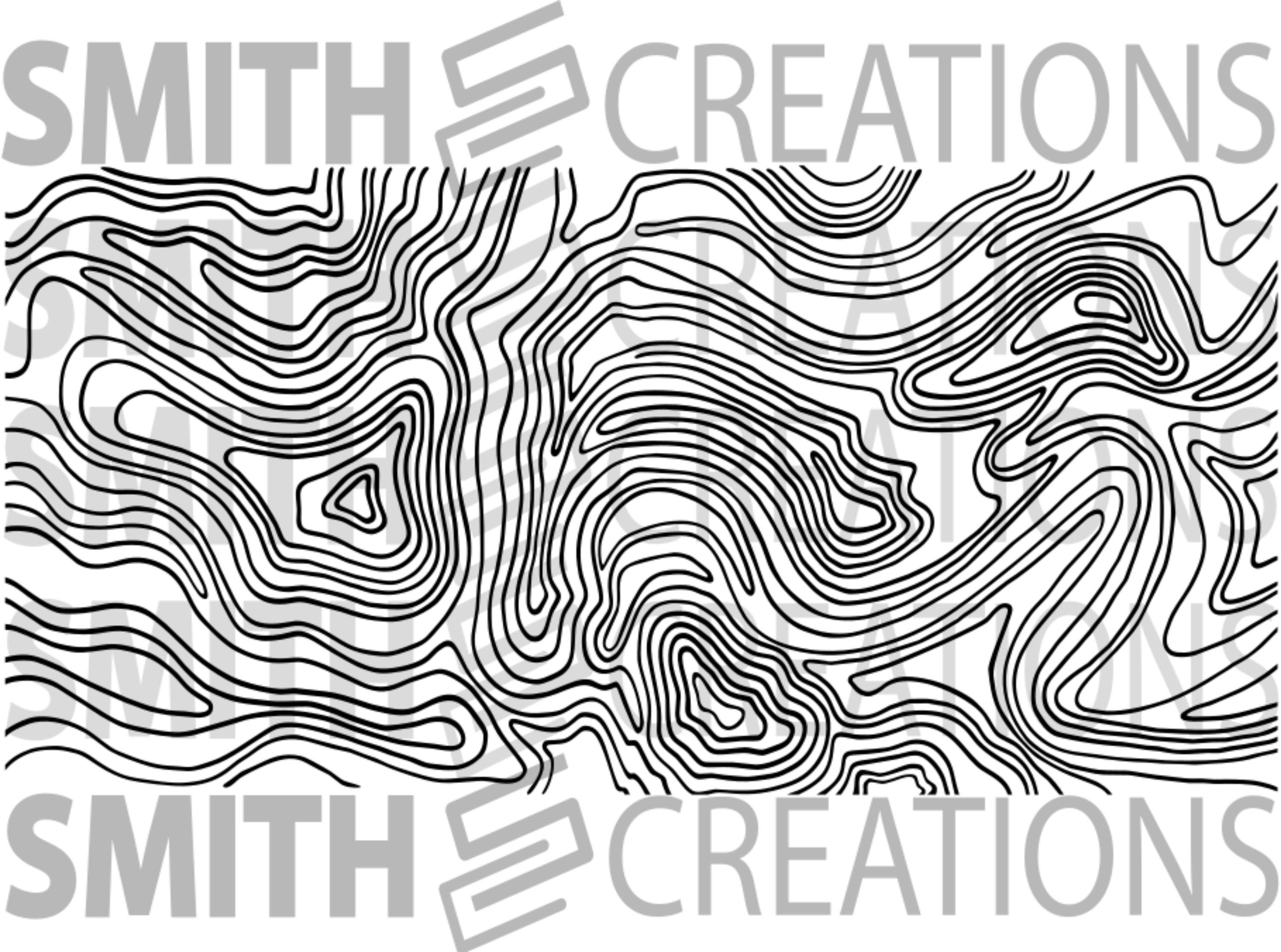 LINES ONLY Topographic Theme - Universal Vinyl Decal - Choose Size and Vinyl Color - Priced Per Sheet - Read Description