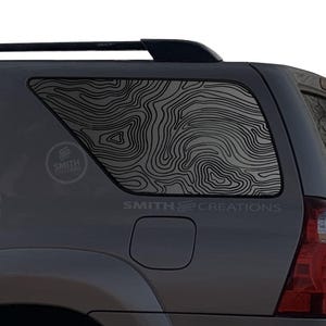 Fits 2003-2009 Toyota 4Runner Rear Side Window Topo Topographic Lines Pattern Vinyl Window Decal Pre Cut No Trimming Needed