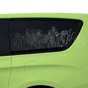 Fits Chrysler Pacifica & Voyager 2017 - 2025 3rd Quarter Window Wild Flowers Pattern Vinyl Window Decal Pre Cut No Trimming Needed