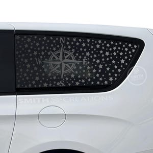 Fits Chrysler Pacifica & Voyager 2017 - 2025 3rd Quarter Window Stars with Compass Vinyl Window Decal Pre Cut No Trimming Needed