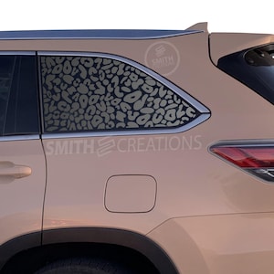 Fits 2014-2019 Toyota Highlander 3rd Quarter Window Cheetah Spot Pattern Vinyl Window Decal Pre Cut No Trimming Needed Leopard Print
