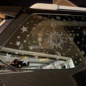 Fits 2010-2024 Toyota 4Runner Rear Side Windows Celestial Sun Moons Stars Moon Phase Decal sticker  *Matte black vinyl SET
