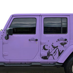 Fits 2007 -2018 Jeep Wrangler 4 Doors Side Back Door - Dragons Flying over Mountain Vinyl Decal Pre Cut No Trimming Moon and Stars