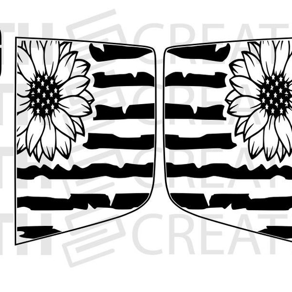 Fits 2015-2023 Jeep Renegade Sunflower Distressed American Flag Decal Quarter 3rd Window NO TRIMMING NEEDED