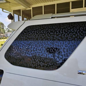 Fits 2010-2024 Toyota 4Runner Rear Side Windows SMALLER Cheetah Print Decal sticker *Matte black vinyl SET