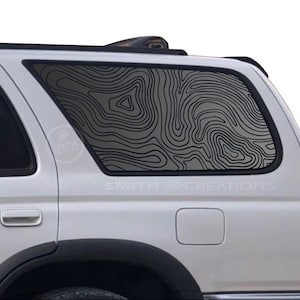 Fits 1996-2002 Toyota 4Runner Rear Side Window Topo Topographic Lines Pattern Vinyl Window Decal Pre Cut No Trimming Needed