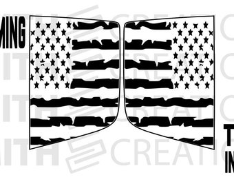 Fits 2015-2022 Jeep Renegade Distressed American Flag Vinyl Decal Quarter 3rd Window NO TRIMMING NEEDED