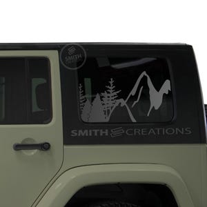 Fits 2007-2010 Jeep Wrangler 3rd Quarter Side Windows 4 Door Hard Tops Only Mountain Scene with Trees Window Decal Pre Cut No Trimming