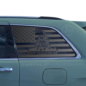 Fits 2011-2021 Jeep Grand Cherokee 3rd quarter Window Standard American Flag With Gadsden Snake Don't Tread on Me  Decal No Trimming Needed