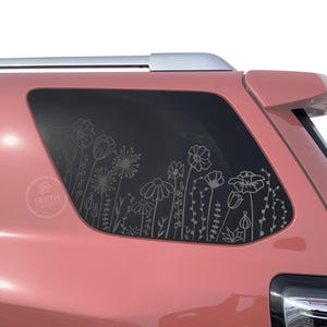 Fits 2010-2024 Toyota 4Runner 3rd Quarter Side Windows Flower Line Window Decal Pre Cut NO TRIMMING NEEDED Floral