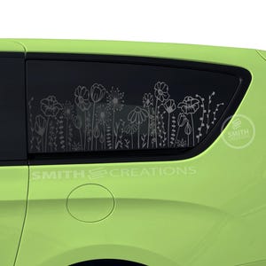 Fits Chrysler Pacifica & Voyager 2017 - 2025 3rd Quarter Window Wild Flowers Pattern Vinyl Window Decal Pre Cut No Trimming Needed