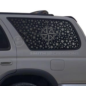 Fits 1996-2002 Toyota 4Runner Rear Side Window Stars with Compass Vinyl Window Decal Pre Cut No Trimming Needed Galaxy theme