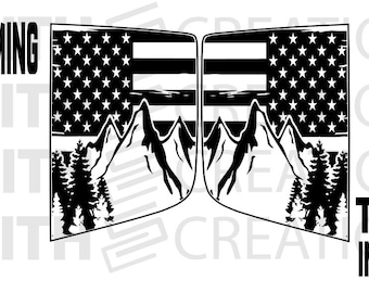 Fits 2015-2023 Jeep Renegade American Flag in the Mountains Vinyl Decal Quarter 3rd Window NO TRIMMING NEEDED
