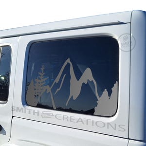 Fits 2018-25 Jeep Wrangler 3rd Quarter Side Windows 4 Door Hard Tops Only Mountain Scene with Trees Window Decal Pre Cut No Trimming