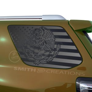 Fits 2010-2024 Toyota 4Runner Rear Side Windows Standard Mexican American Flag Vinyl Window Decal Pre Cut No Trimming Needed