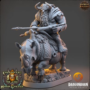 Kshmeh Klatzmer on sewer rhino - Ogre Warriors - D&D - RPG - Wargaming Miniatures - 9th Age - Kings of War