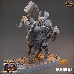 Trazdak Dunkelbann auf Feuerziege - D&D - Chaos Zwerg Krieger - 9tes Alter - Kings of War - Dayanbruch Miniaturen - DnD - RPG