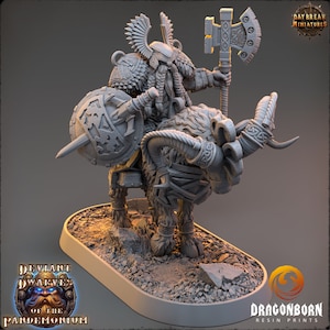 Hellgo Drauper auf Feuerziege - D&D - Chaos Zwerg Krieger - 9tes Alter - Kings of War - Dayanbruch Miniaturen - DnD - RPG