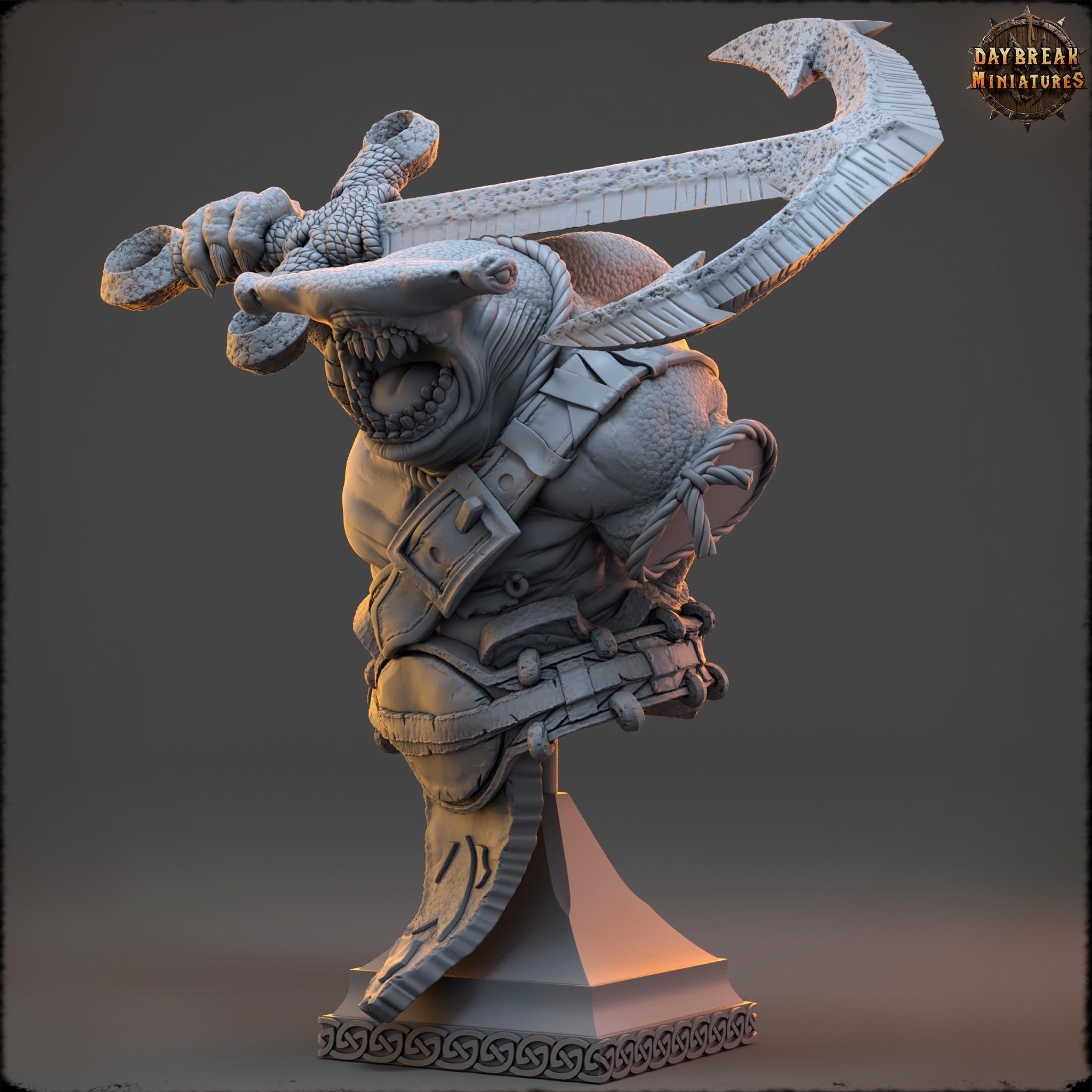 Sharkin Yethra Coilblood - Sharkin Warrior Bust - D&D Dnd RPG Fantasy Miniature ...