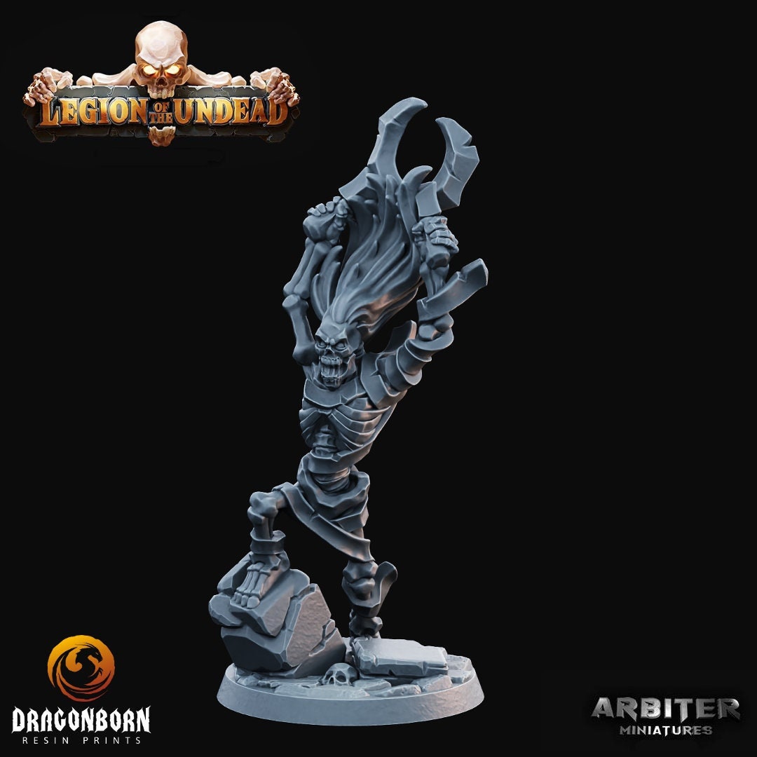 Skeleton Scythe 3 D&D 9th Age Kings of War Tabletop Wargaming Dnd RPG Undead Arbiter Miniatures