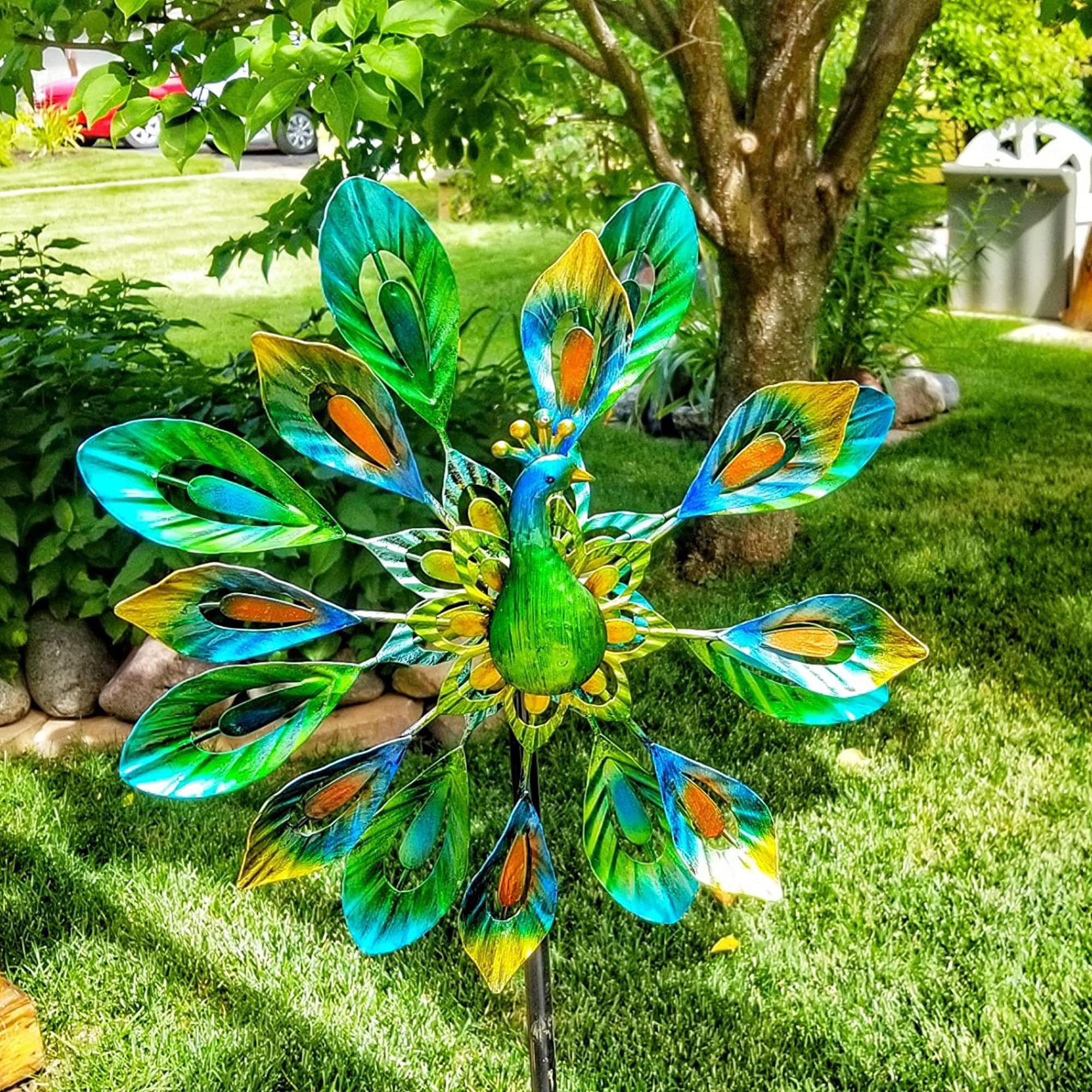 Peacock Metal Wind Spinner 51in Double Wind Spinner Etsy