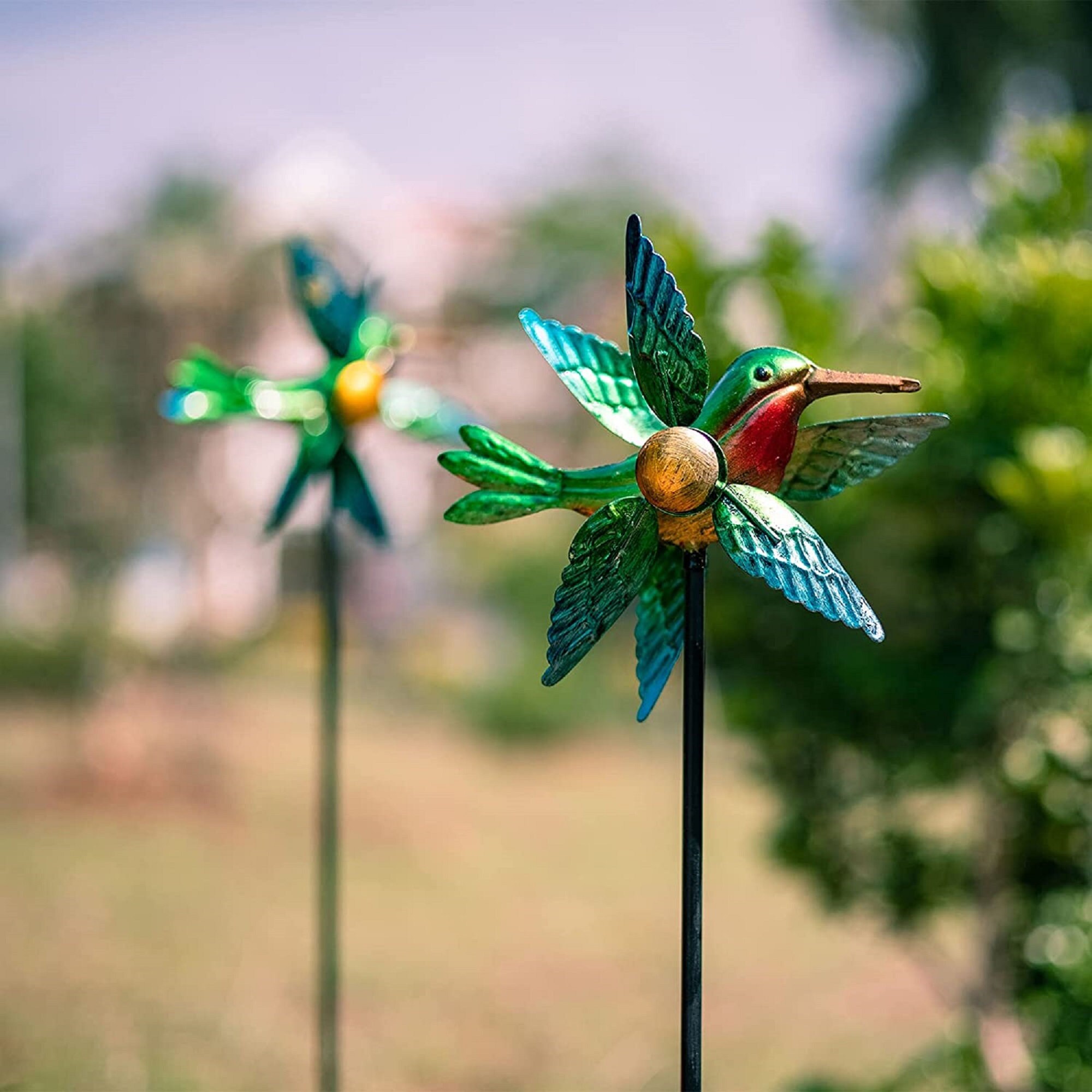 2 Pack Hummingbird Wind Spinner Wind Sculpture for Etsy