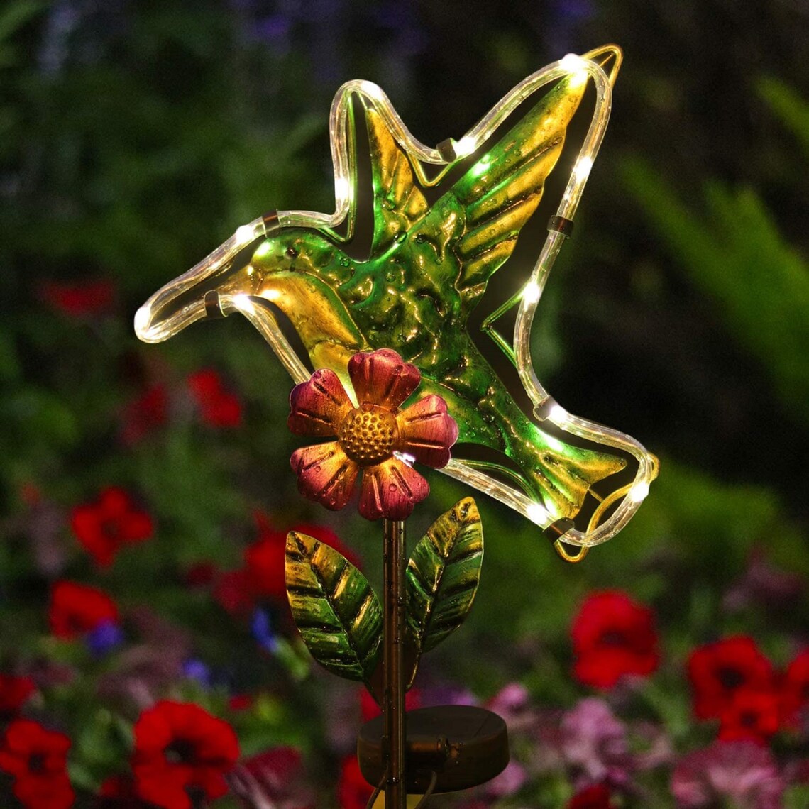 Hummingbird Solar Light Hummingbird Garden Stake Metal Light Etsy