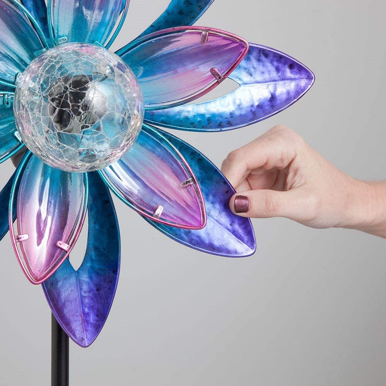 44in Solar Wind Spinner Garden Spinner on a Pole Etsy