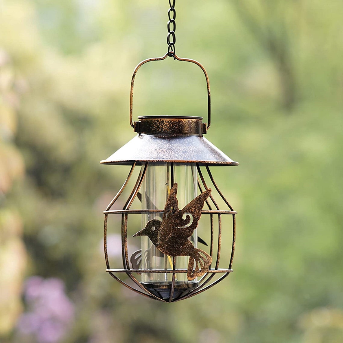 Hummingbird Solar Light Solar Lantern Outdoor Hanging Bird Etsy