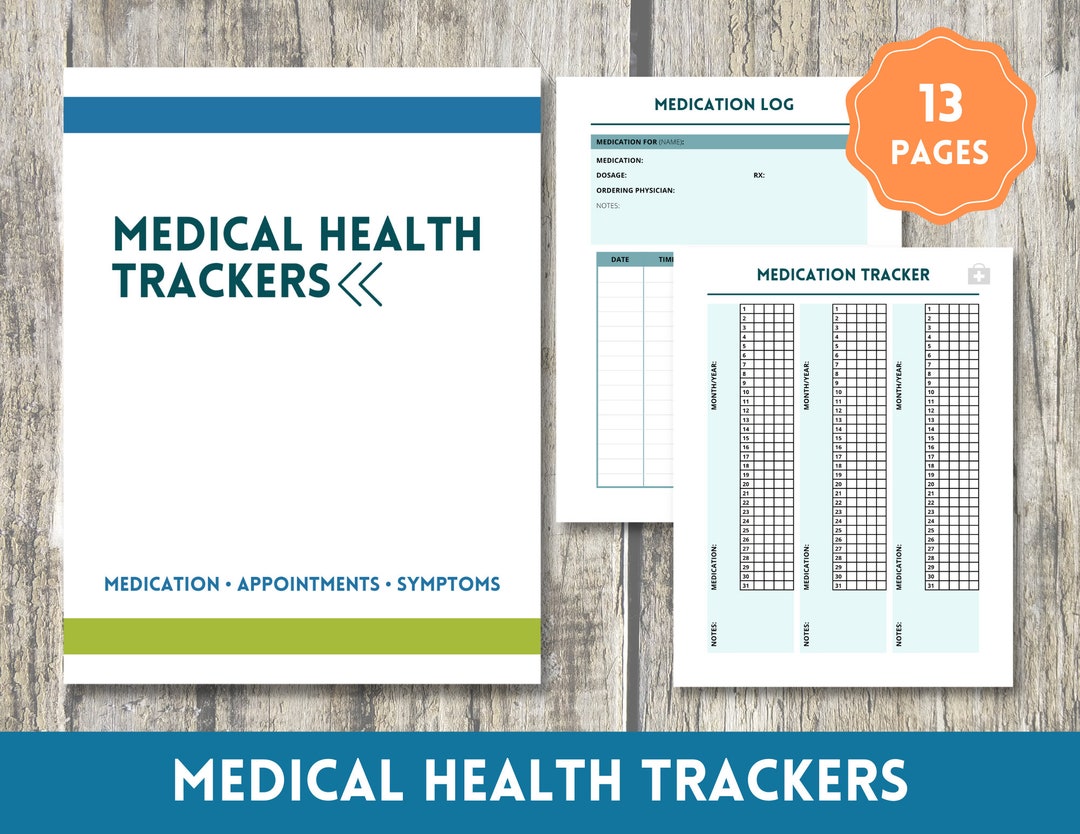 Medical Health Trackers PDF Printable Medicine Trackers, Appointment