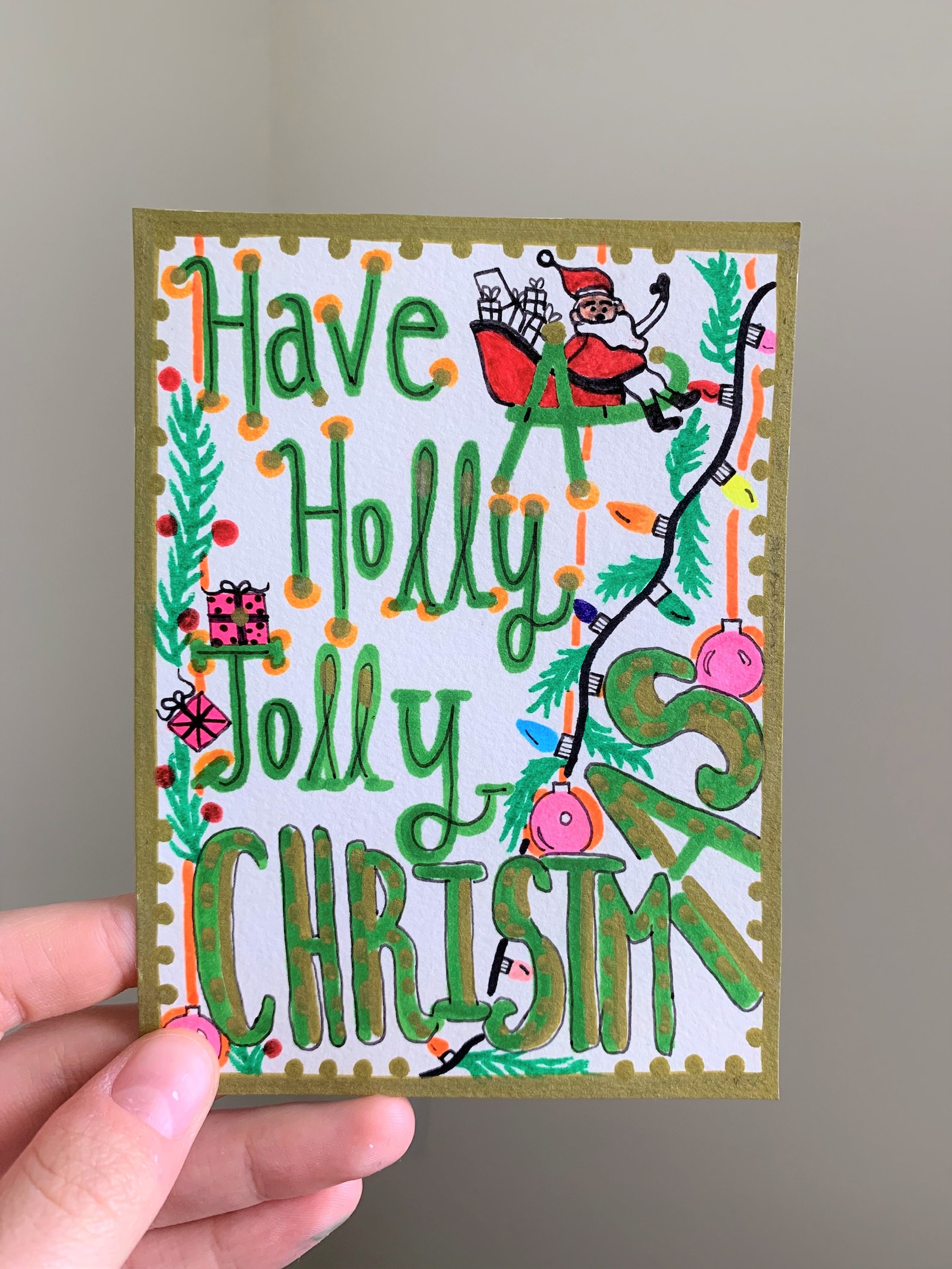 Christmas card made with marker Etsy