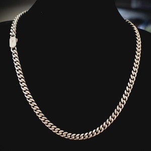 14K White Gold Mens Womens Cuban Necklace Chain - Latch Clasp