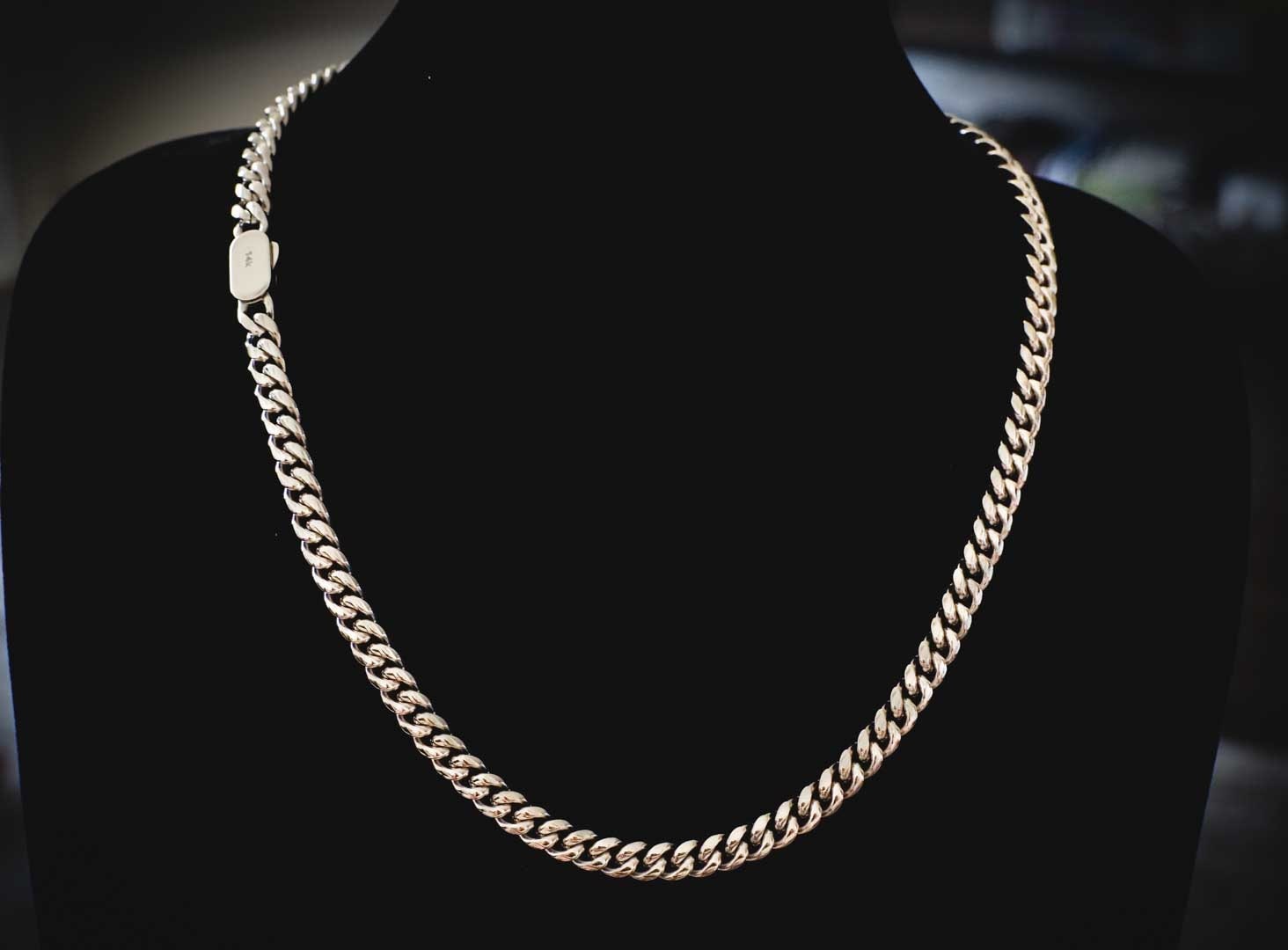 White gold curb necklace cheap