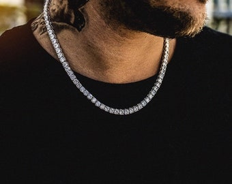 5MM White Gold Iced Lab Diamond 1 Row 