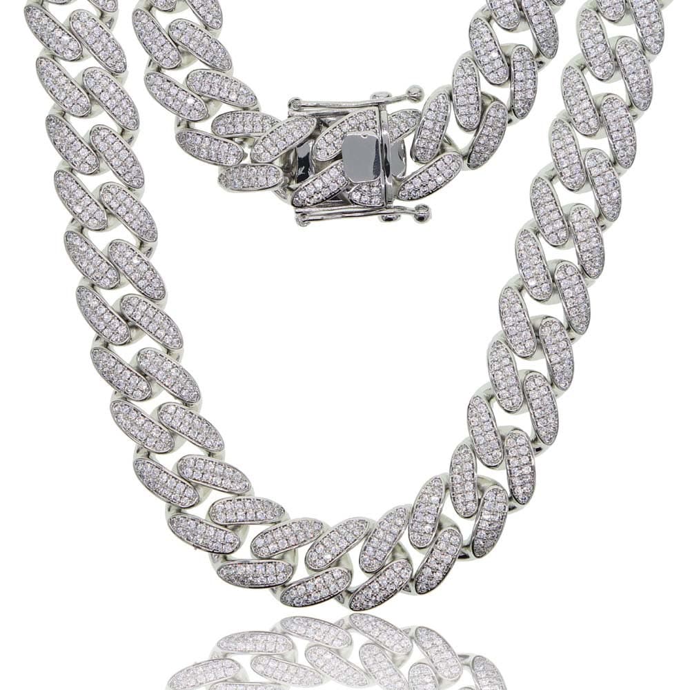 Diamond Cuban Chain in 14K White Gold 19mm Etsy