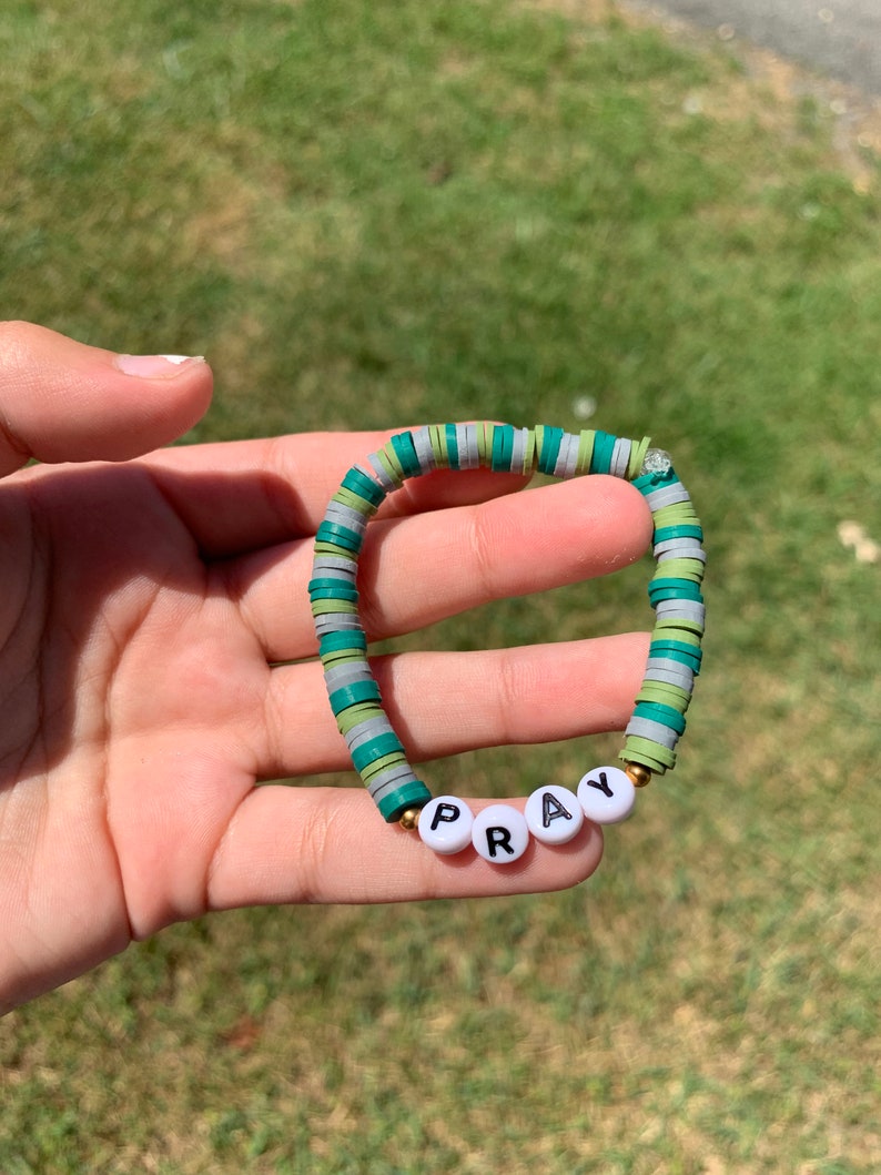 Pray Bracelet Cool Camo Style Clay Bead Bracelet Etsy