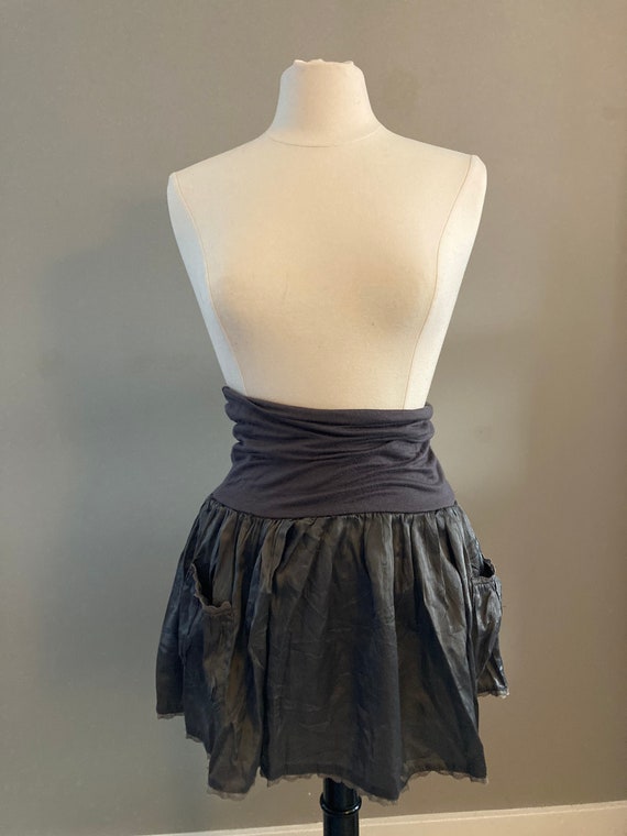 Bandeau Gray Satin Mini Skirt - Gem