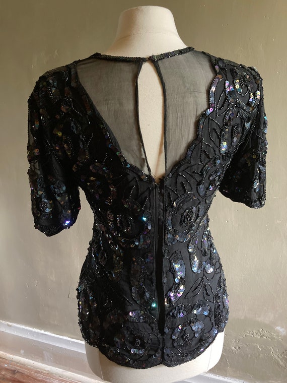 Lawrence Kazar Bead and Sequin Silk Top - image 5