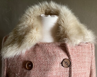 Pink Faux Fur Collar Coat