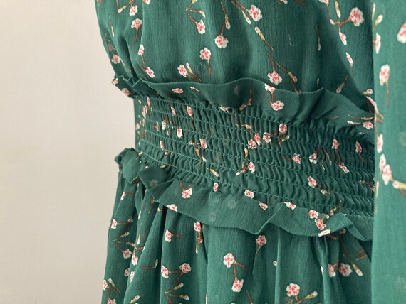 Green Flower Print Ruffle Dress - image 4