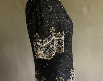 Lawrence Kazar Blusa de cuentas de seda